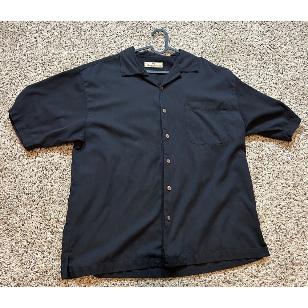 Tommy Bahama Play Now Pay Later World Tour 2003 Black Silk Camp Shirt Large